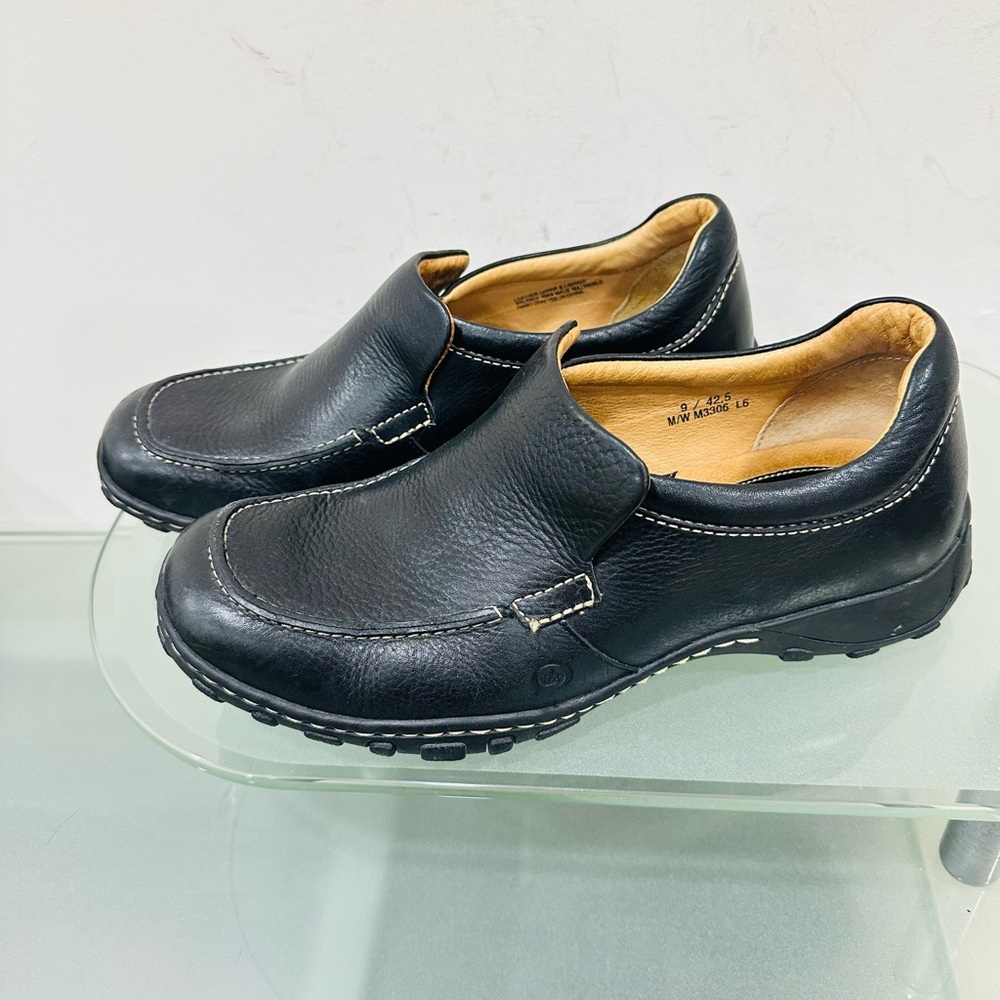 Born Shoes‎ Mens 9M Casual Loafers M3306 Black Leather Comfort Slip On